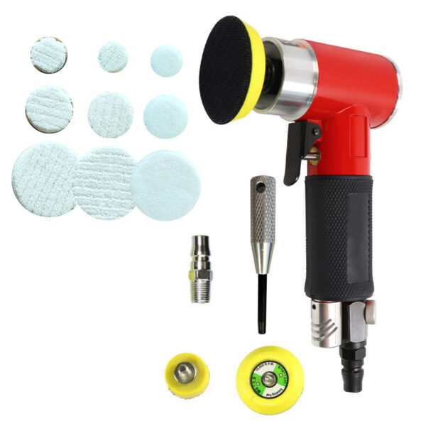 Mala pneumatska polirka 2 inča – mini orbitalni poler crveni 1/4 BSP + set diskova