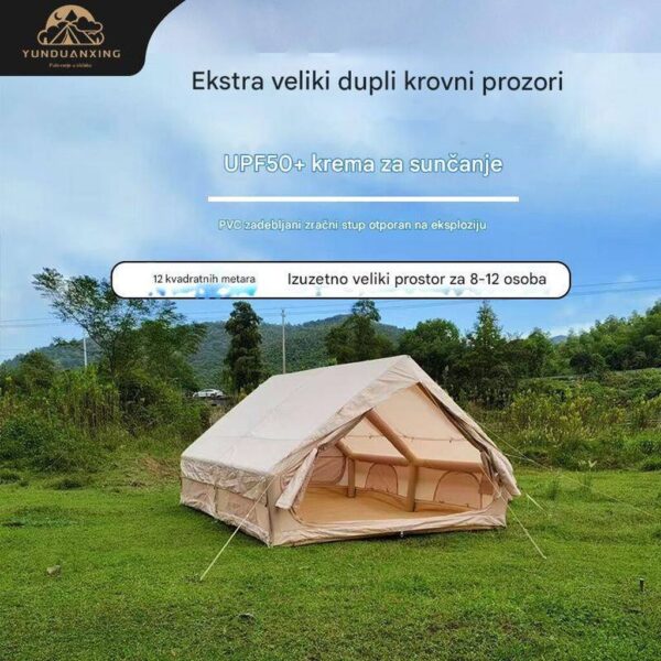 Luksuzni šator na naduvavanje 4x3x2 m – za 8-12 osoba, vodootporan 6000 mm